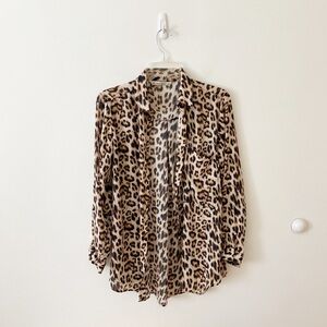 Zara animal print oversized button down blouse
